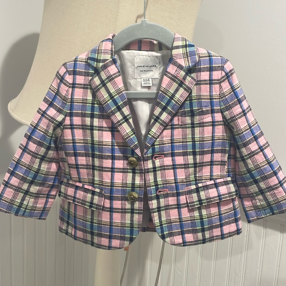Janie and Jack Pink Plaid Blazer